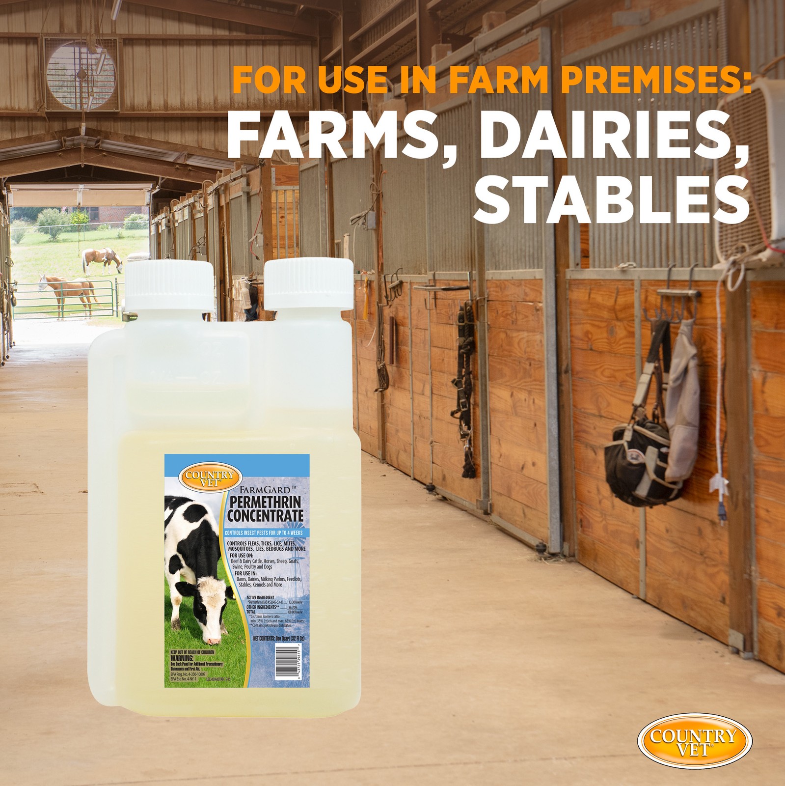 Country Vet FarmGard Permethrin Concentrate – 32 oz (Case of 6) 343961CVA – Gets