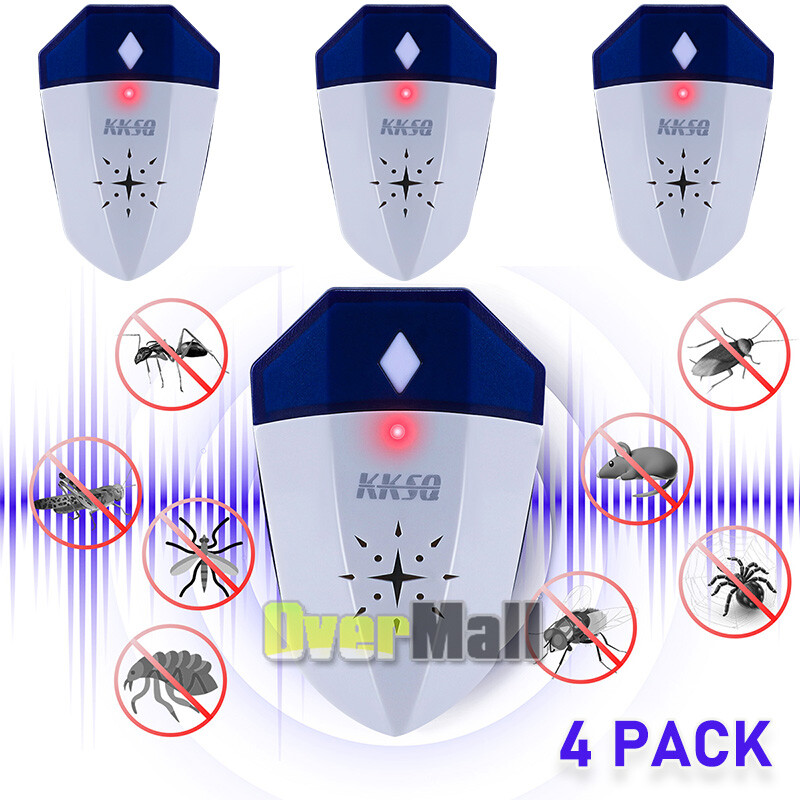 Ultrasonic Pest Control Repeller US Plug for Rat Mouse Spider Rejection-Pack of4