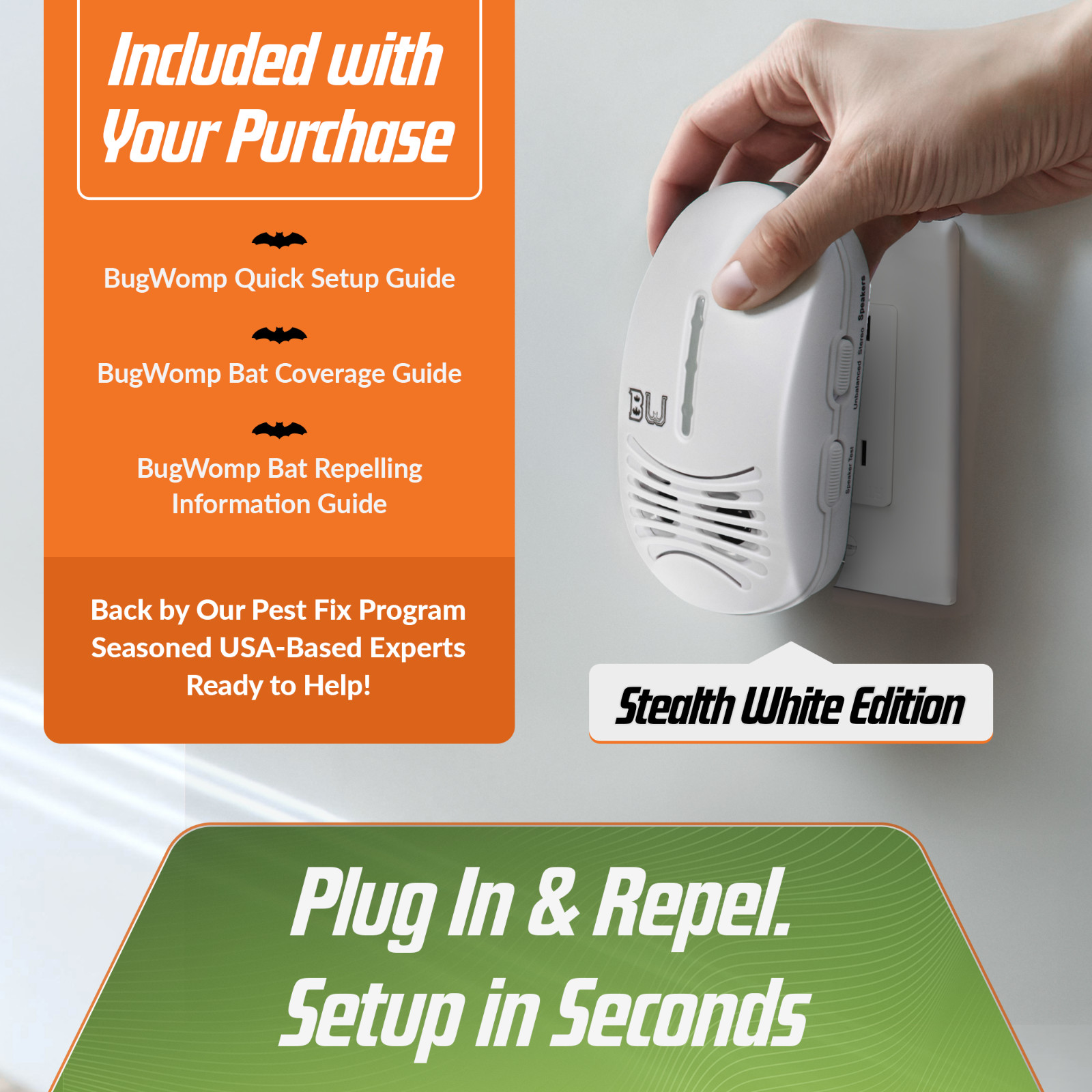 -USED- BugWomp Bat Expulsion Unit with Dynamic Repellent Technology (White)