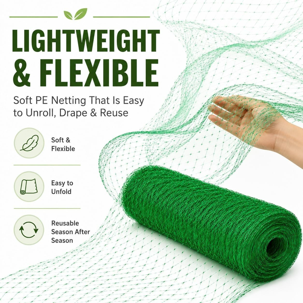 Multi-Purpose 13 x 20 FT Garden Netting for Fruits, Vegetables & Plants
