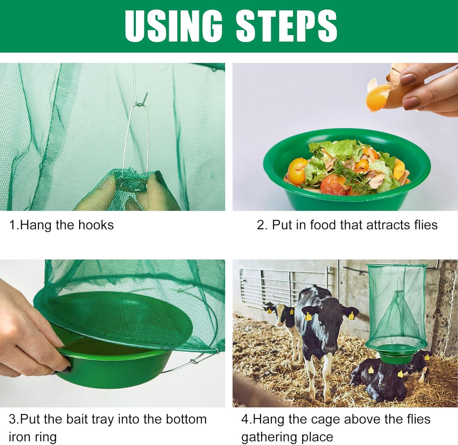 4 Pcs The Ranch Fly Trap Outdoor Fly Trap Killer Bug Net Cage Perfect for Horses