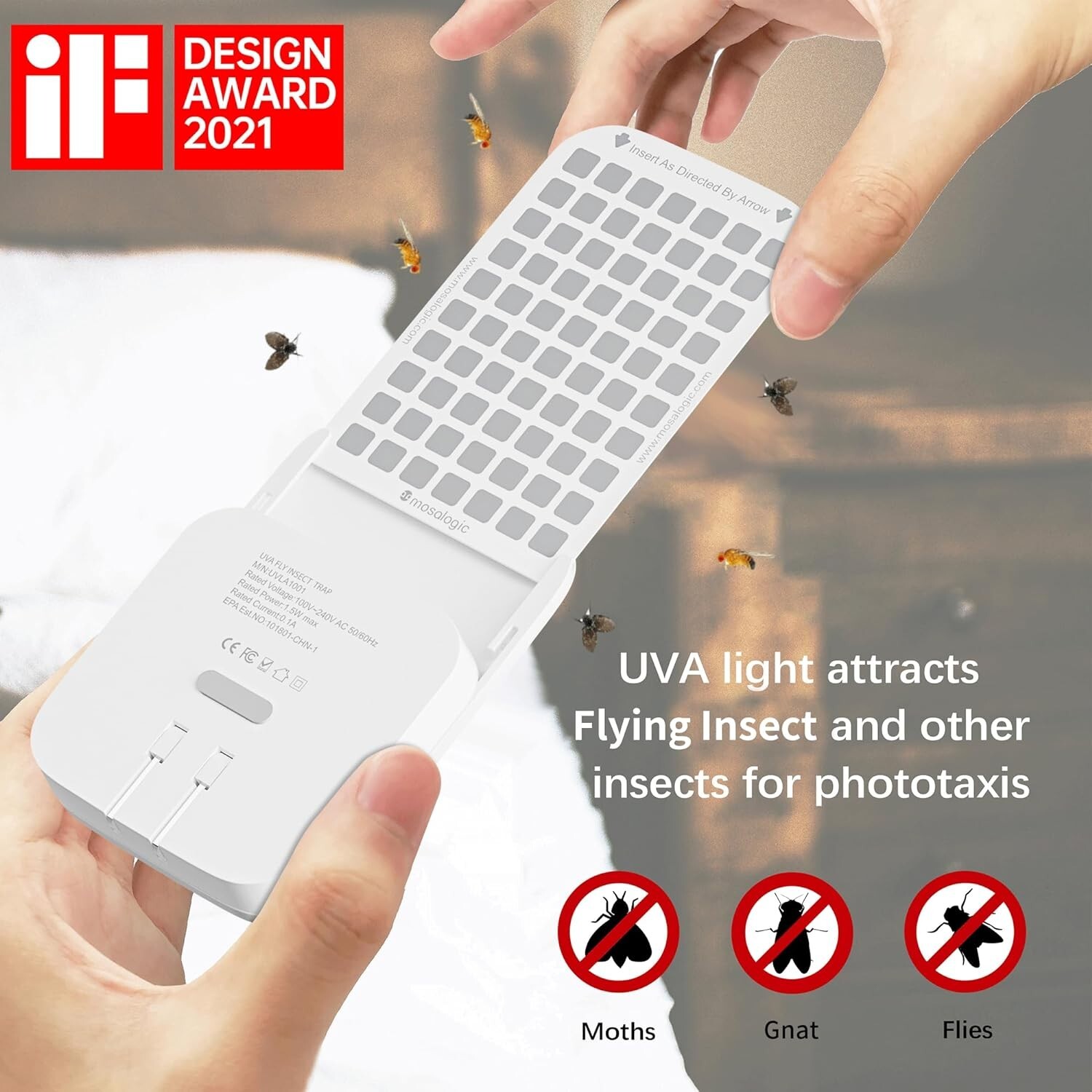 Modern Indoor UV Bug Trap & Soft Night Light – Mosquito & Moth Catcher Set of 2