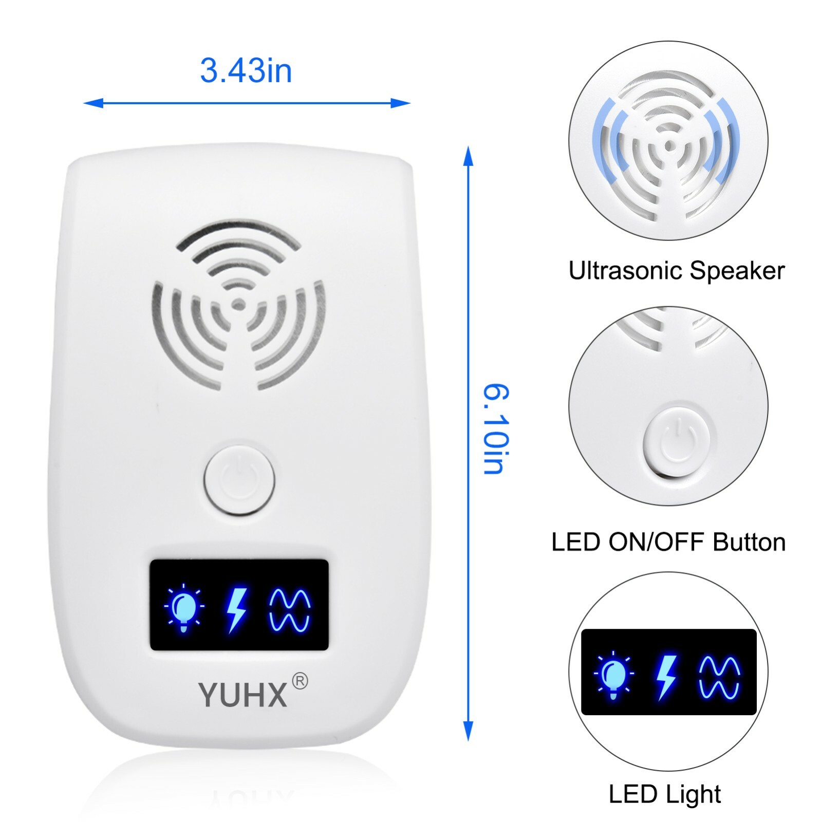 Ultrasonic Pest Repeller 6 Packs Electronic Indoor Plug in for Insects, Pest Con