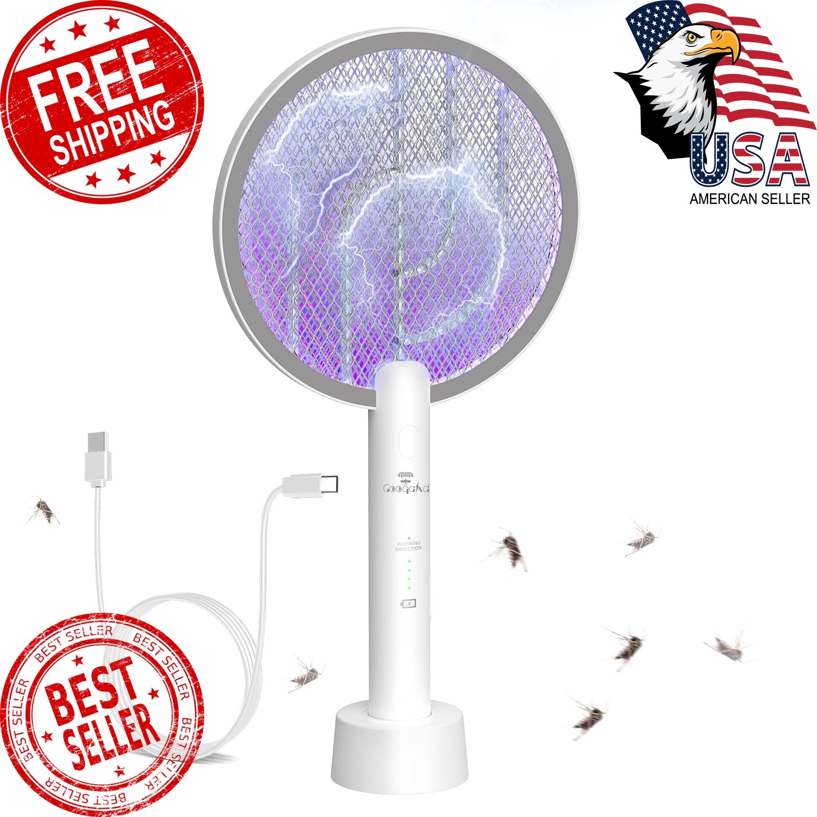 GooQand Bug Zapper Racket White-1Pcs