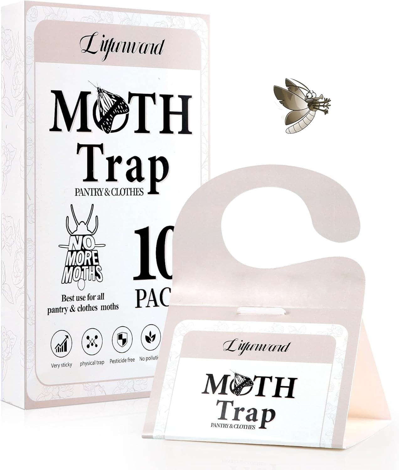 10 Pack Pantry Moth Traps Safe and Effective for Food and Clothing- Glue Traps w