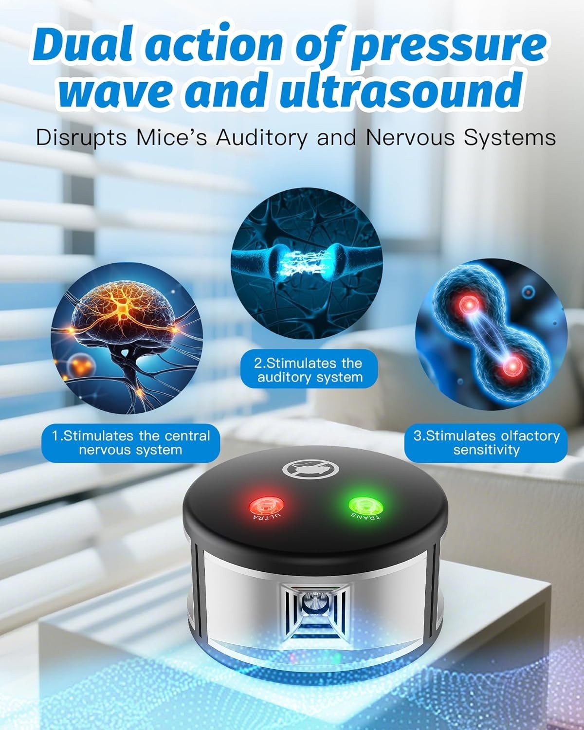 Ultrasonic Rodent Repellent Plug-in, 360° Mice & Squirrel Deterrent, high-impact