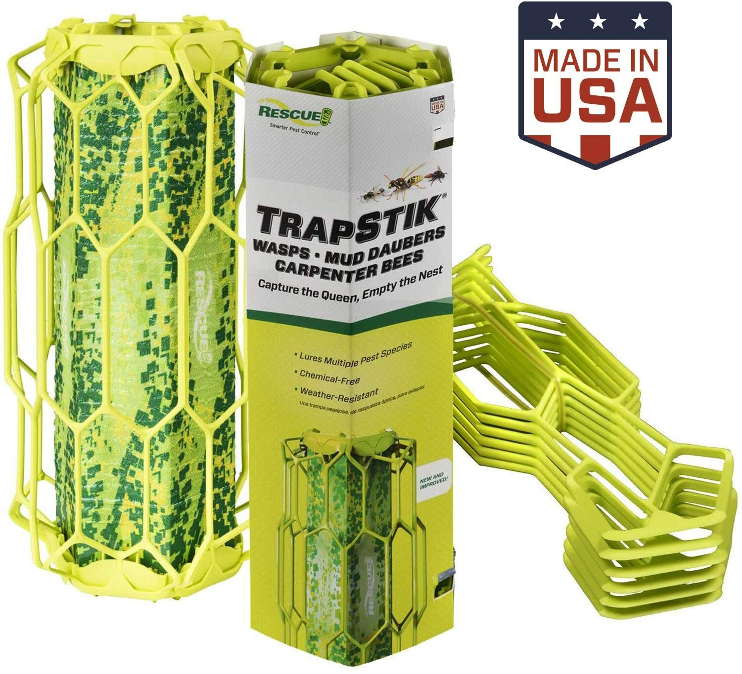 6 PACK ! RESCUE! TrapStik for Wasps, Mud Daubers, Carpenter Bees – USA Made!