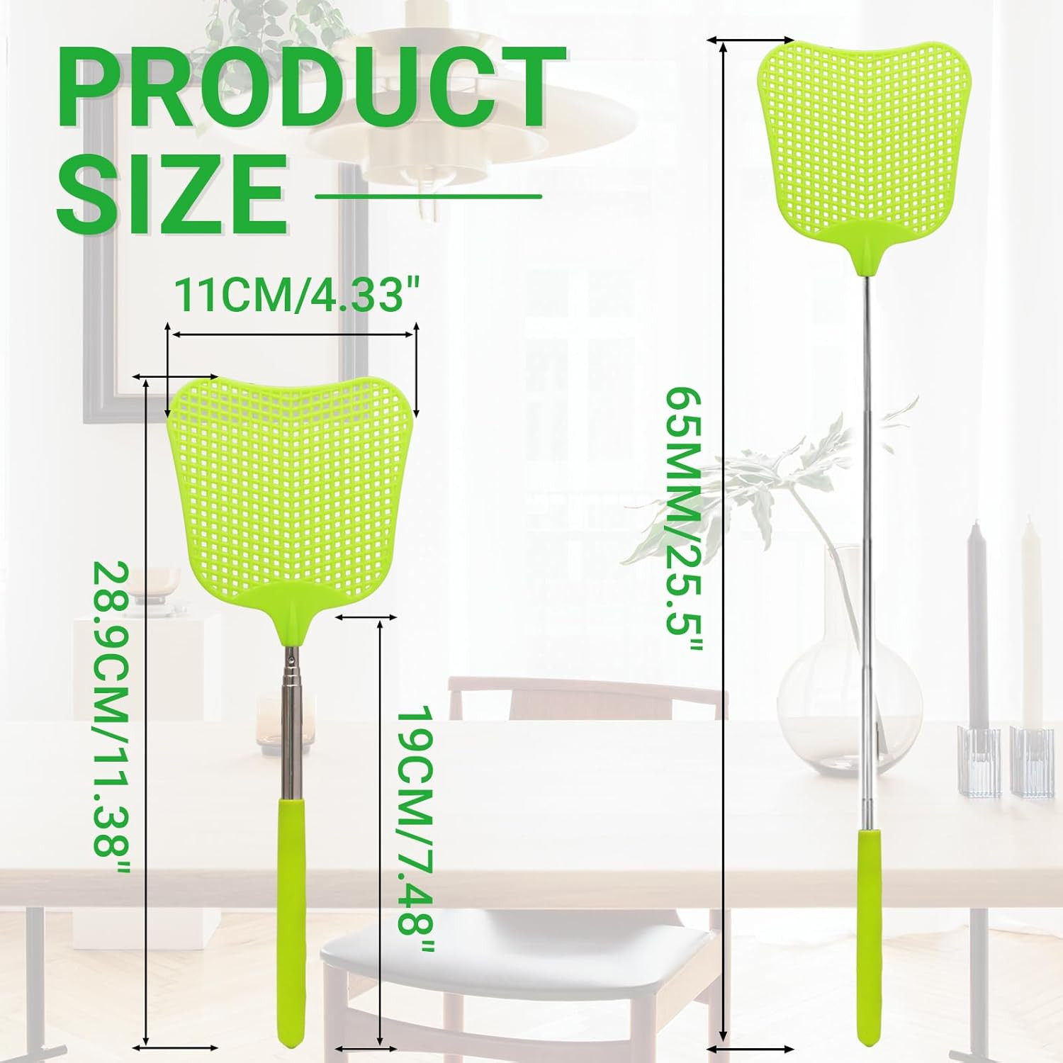 3 Pack Telescopic Fly Swatter, Plastic Fly Swatter Heavy Duty Set, Manual Flyswa