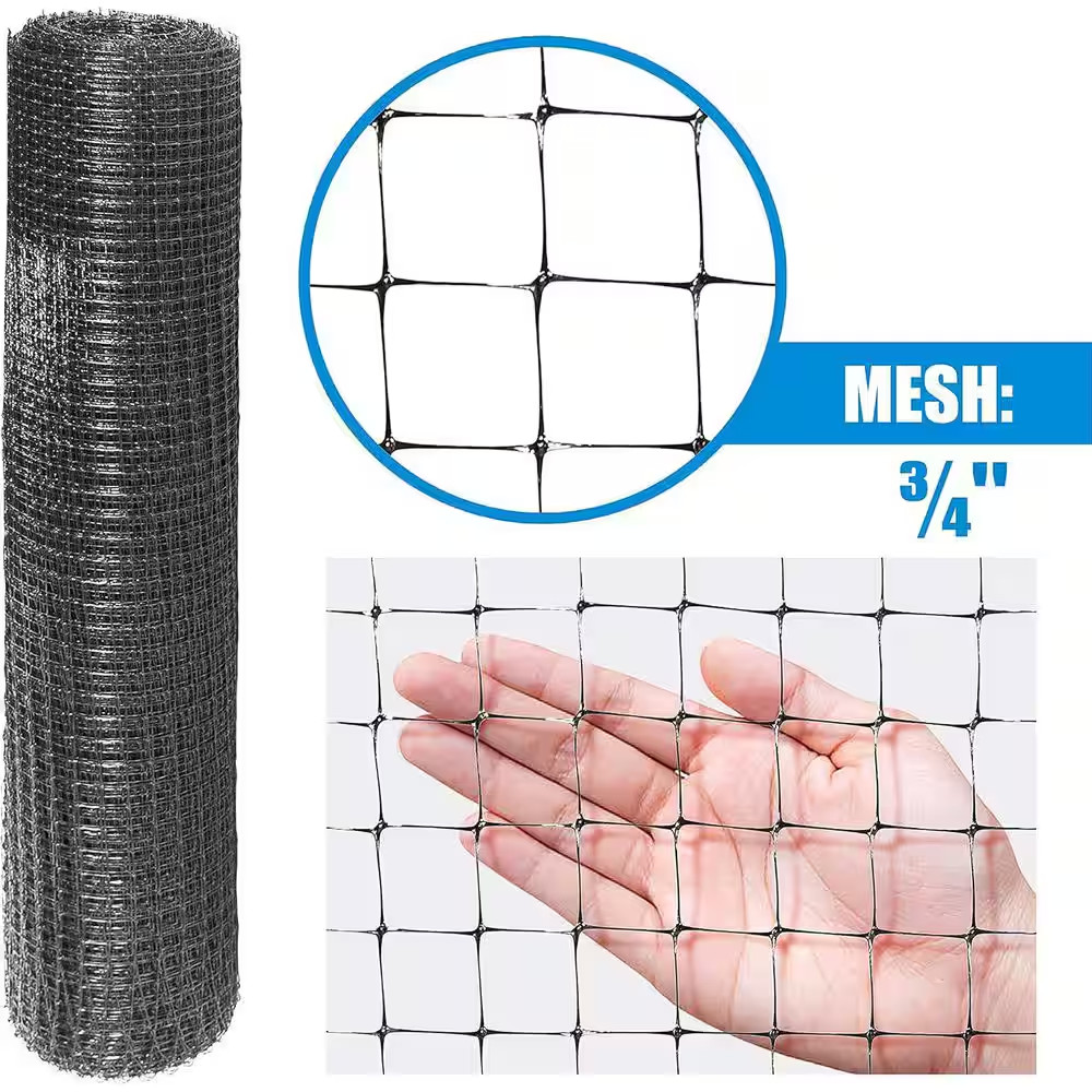 7 Ft. X 100 Ft. X 3/4 In. Black Plastic Deer/Bird/Rodent Block Garden Netting NE
