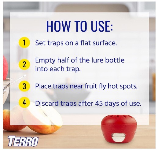 TERRO Indoor Fruit Fly Trap with Built in Window 2 Traps + 90 day Lure Supply