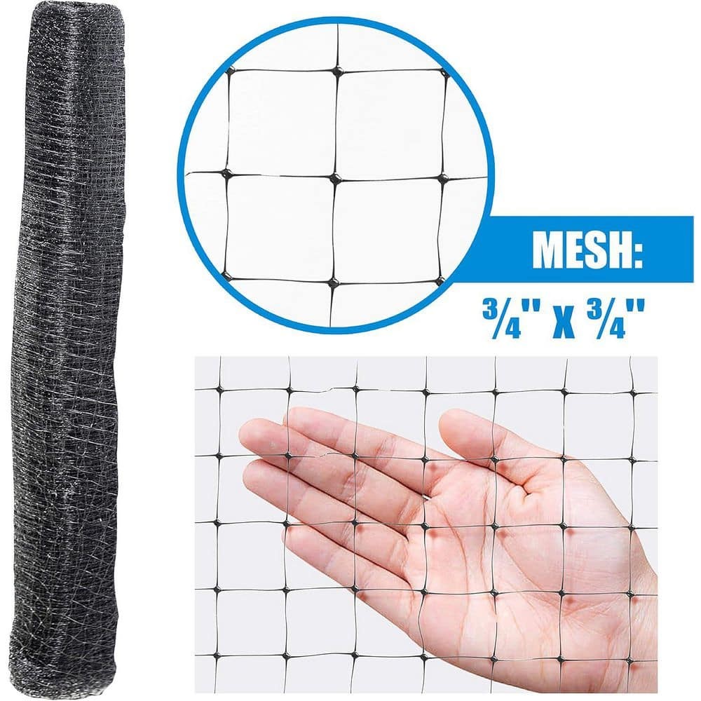 7 ft. x 100 ft. x 3/4 in. Black Plastic Bird Netting for Vegetable, Tree and Fru