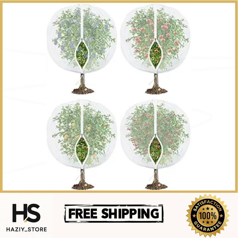 4Pcs Fruit Tree Netting – 4x5FT Zipper Mesh Bags for Birds, Cicadas, Insects