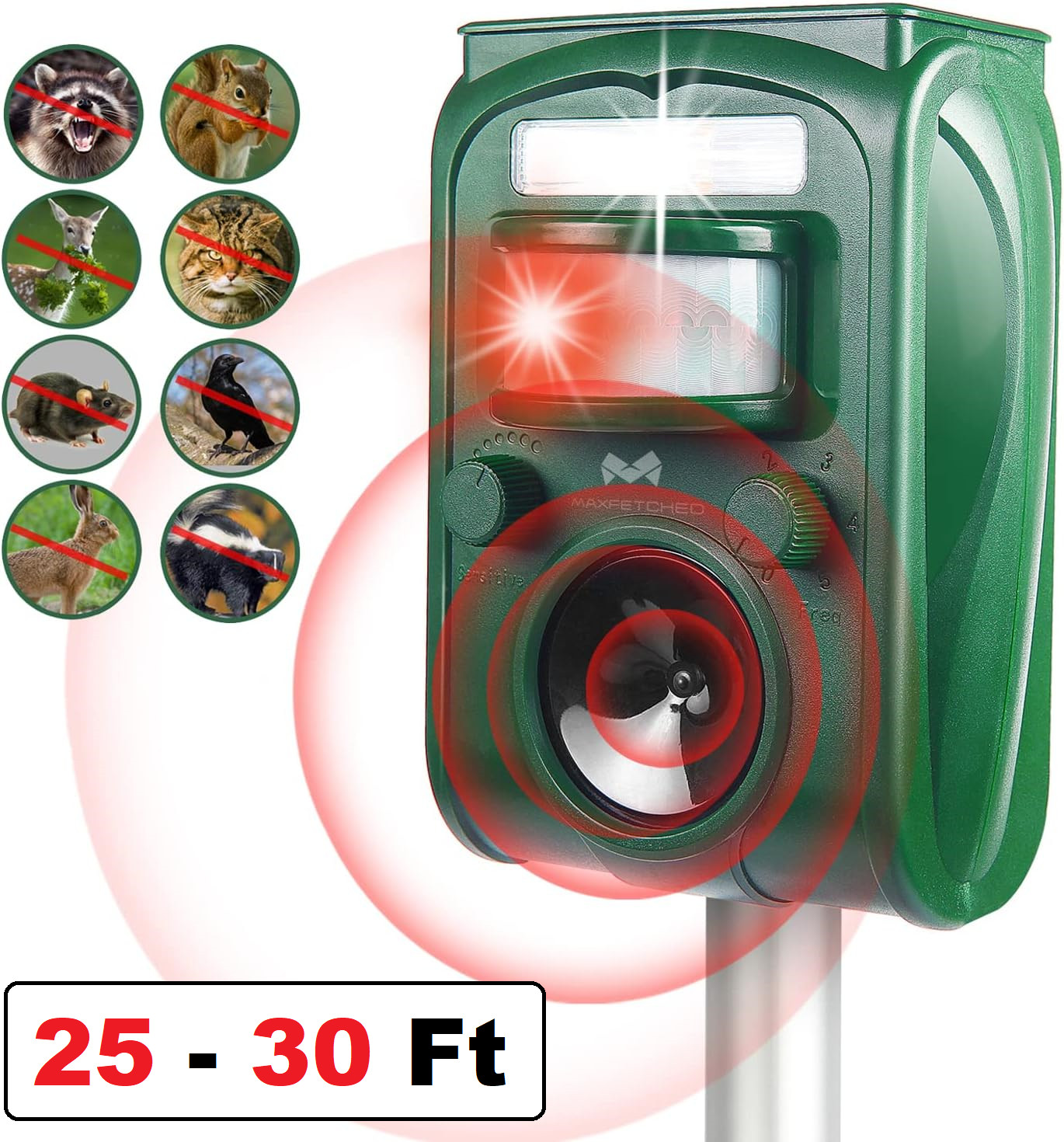 2023 Solar Ultrasonic Animal Repellent Dog Skunk Deer Raccoon For Garden Yard