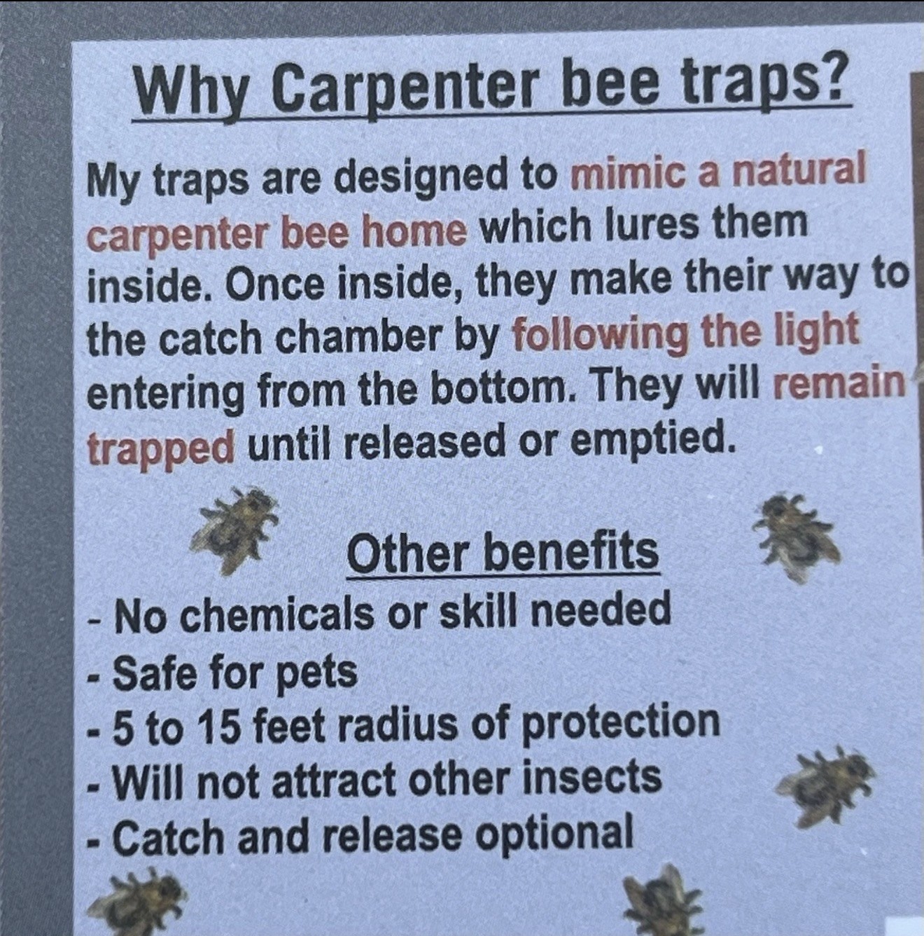New Bees ‘N Things Outdoor Carpenter Bee Traps – Lot of 8