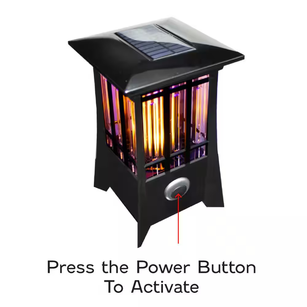 Solar Patio Lantern Bug Zapper, 1/2 Acre Coverage, Led Flame Effect
