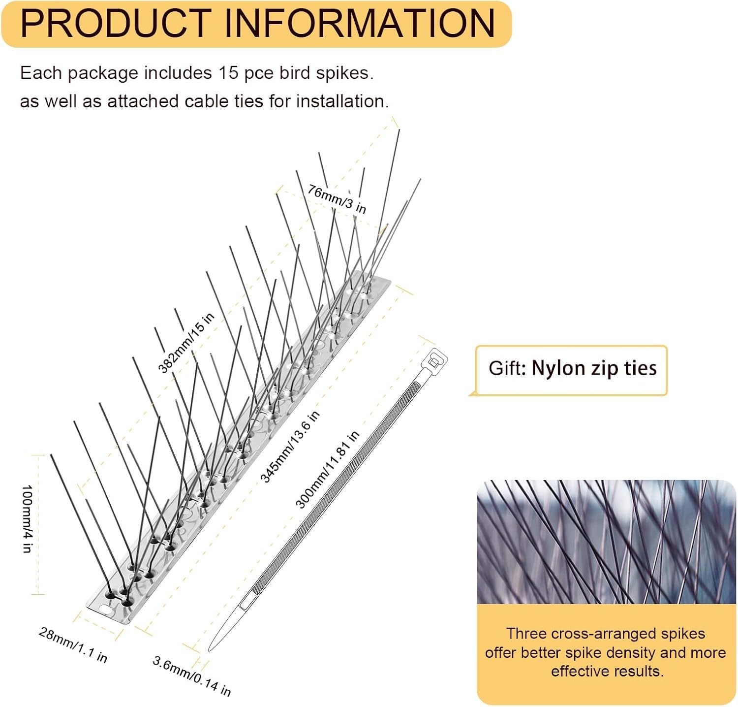Modern Stainless Steel Bird Spikes – Effective 17ft Pigeon Defense Solution