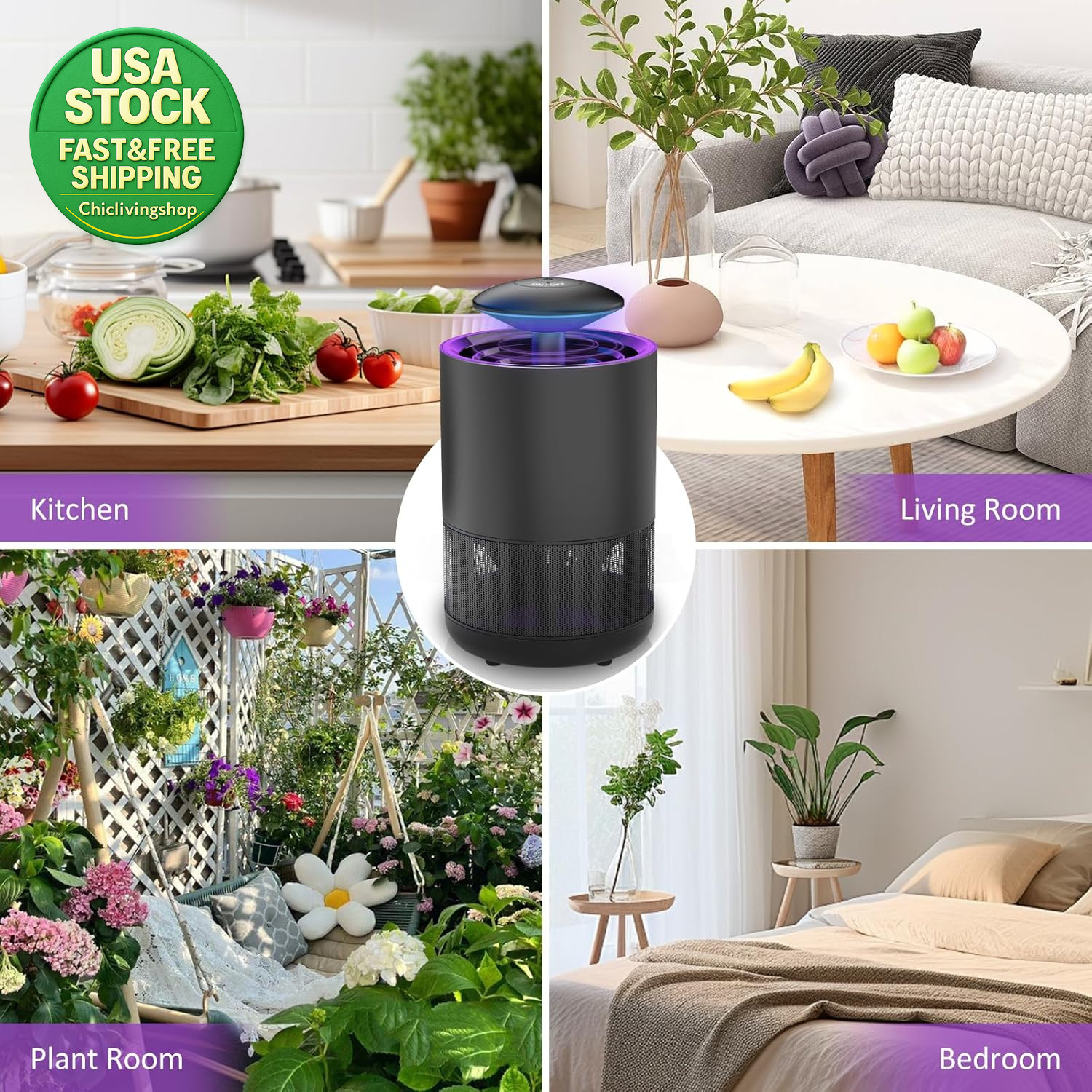 Indoor Insect Trap UV Light Fly Catcher Mosquito Gnat Fruit Fly Killer 360