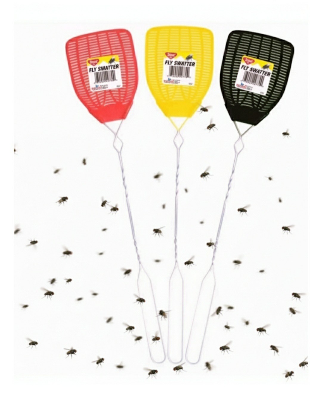 3 ~ ENOZ PLASTIC Fly Swatter Flying Insect Mosquito Killer Blade ASSORTED COLORS