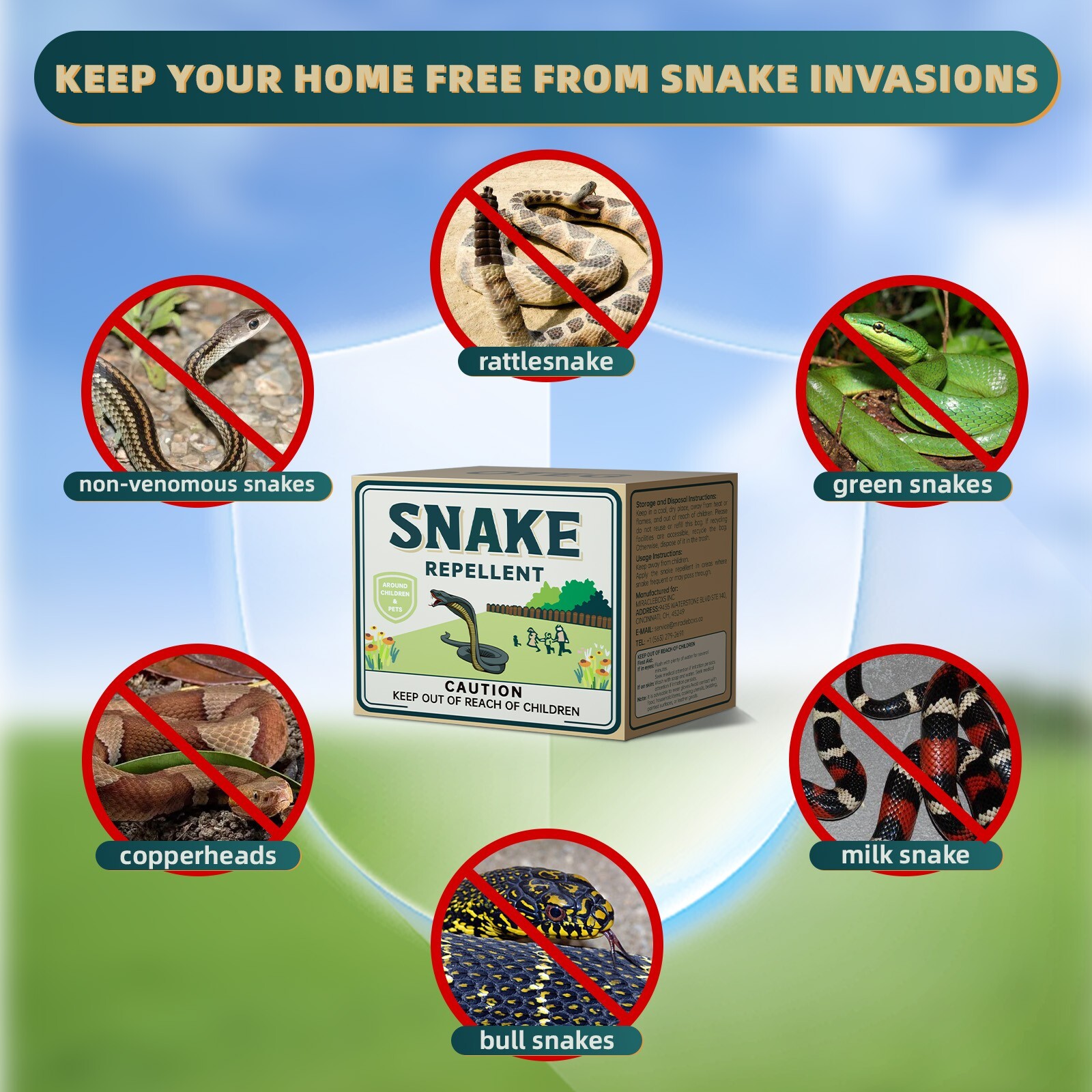 Snake Repellent Outdoor, Snake Repellent for Yard Powerful, Natural-10 Pouches