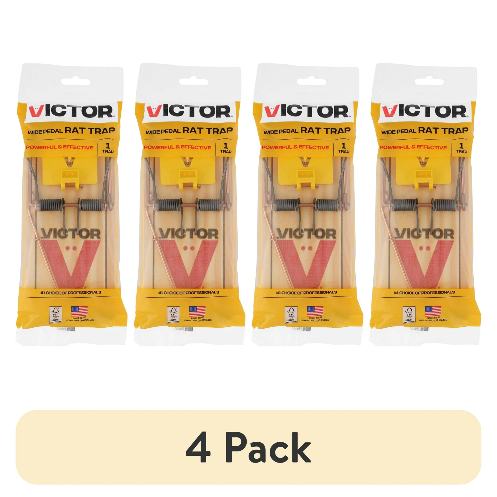 (4 pack) Victor Easy Set Extended Trigger Rat Trap – Wooden Rat Trap
