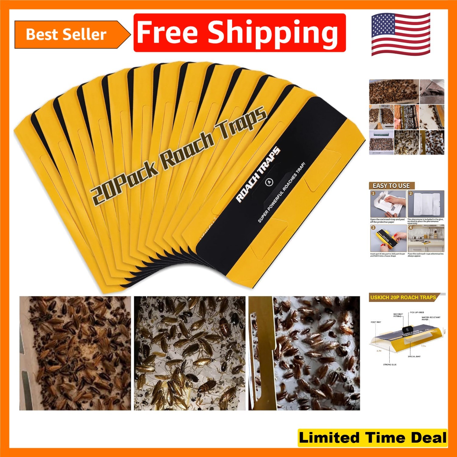 20 Pack Eco-Friendly Roach Traps – Child & Pet Safe Indoor Pest Control