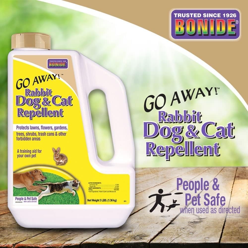 Bonide Go Away! Rabbit, Dog, & Cat Repellent Granules, 3 lbs Ready-to-Use, Keep