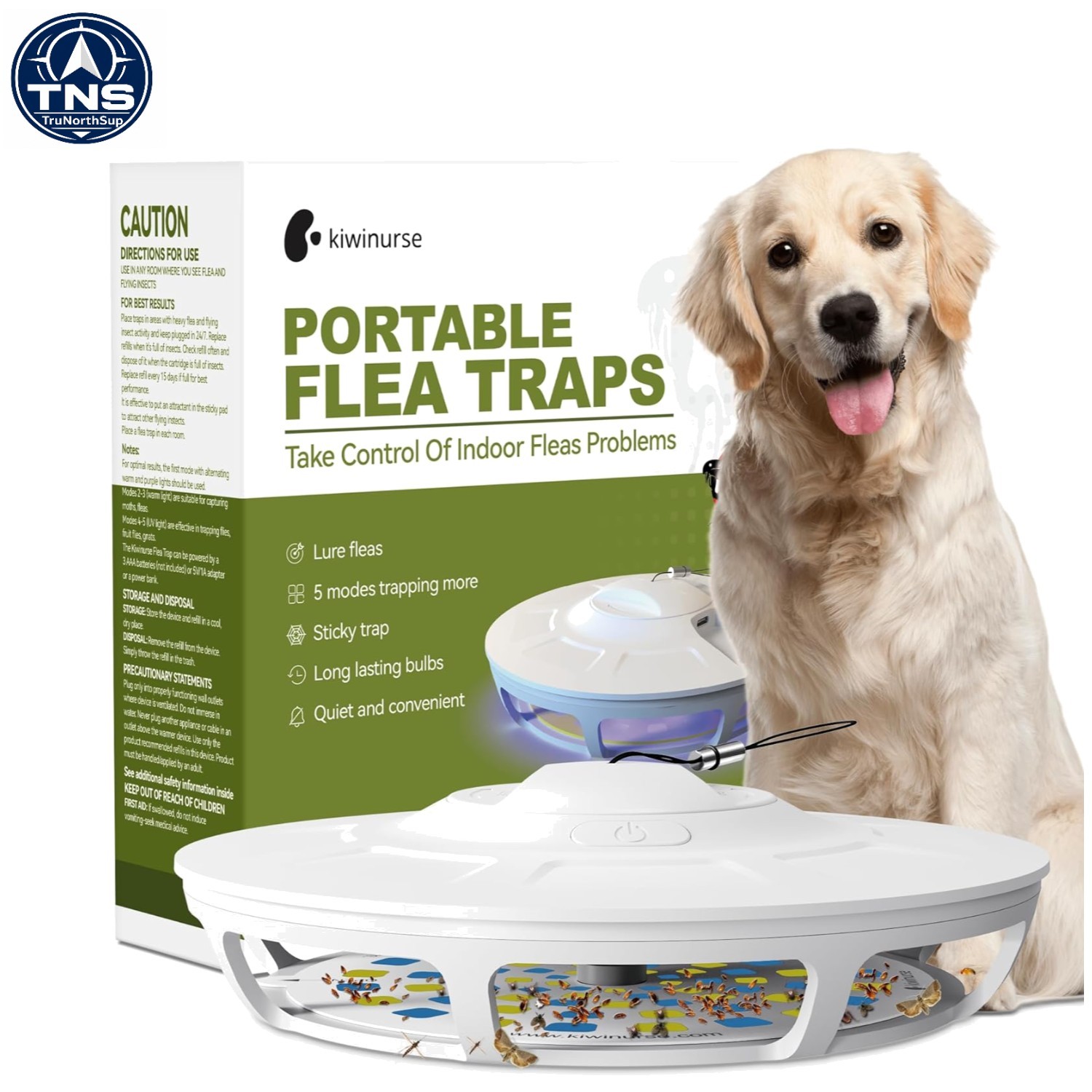 Indoor Portable Flea Trap with 5 Refill Pads, 9 Light Modes – Covers 600 ft²