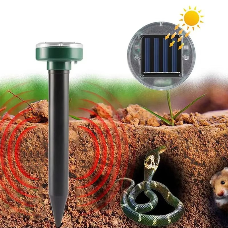 4Pcs Solar Ultrasonic Mole Mouse Snake Repellent Vibration Built Battery IP64