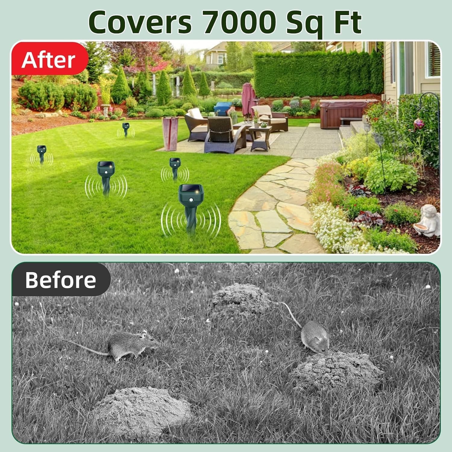Effective 4 Pack Solar Ultrasonic Mole and Pest Repellers – Child Safe Solution
