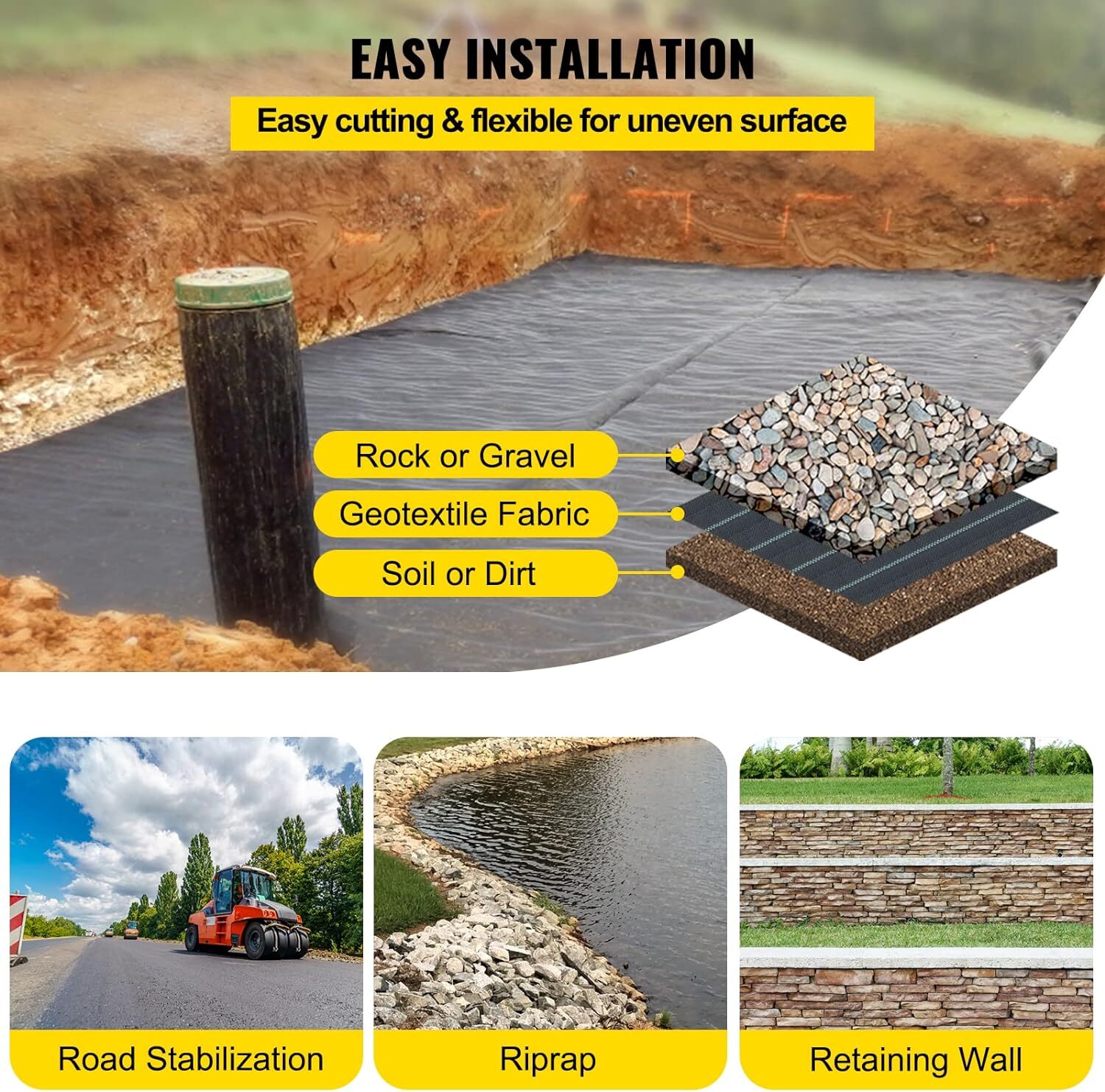 Happybuy Driveway Fabric, 13x60ft Commercial Grade Landscape 13FTx60FT-5OZ