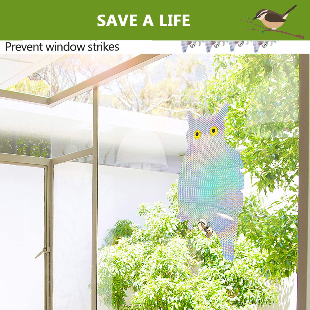 Bird Repellent Deterrent Fake Owl Scarer Reflective Woodpecker Repeller Device