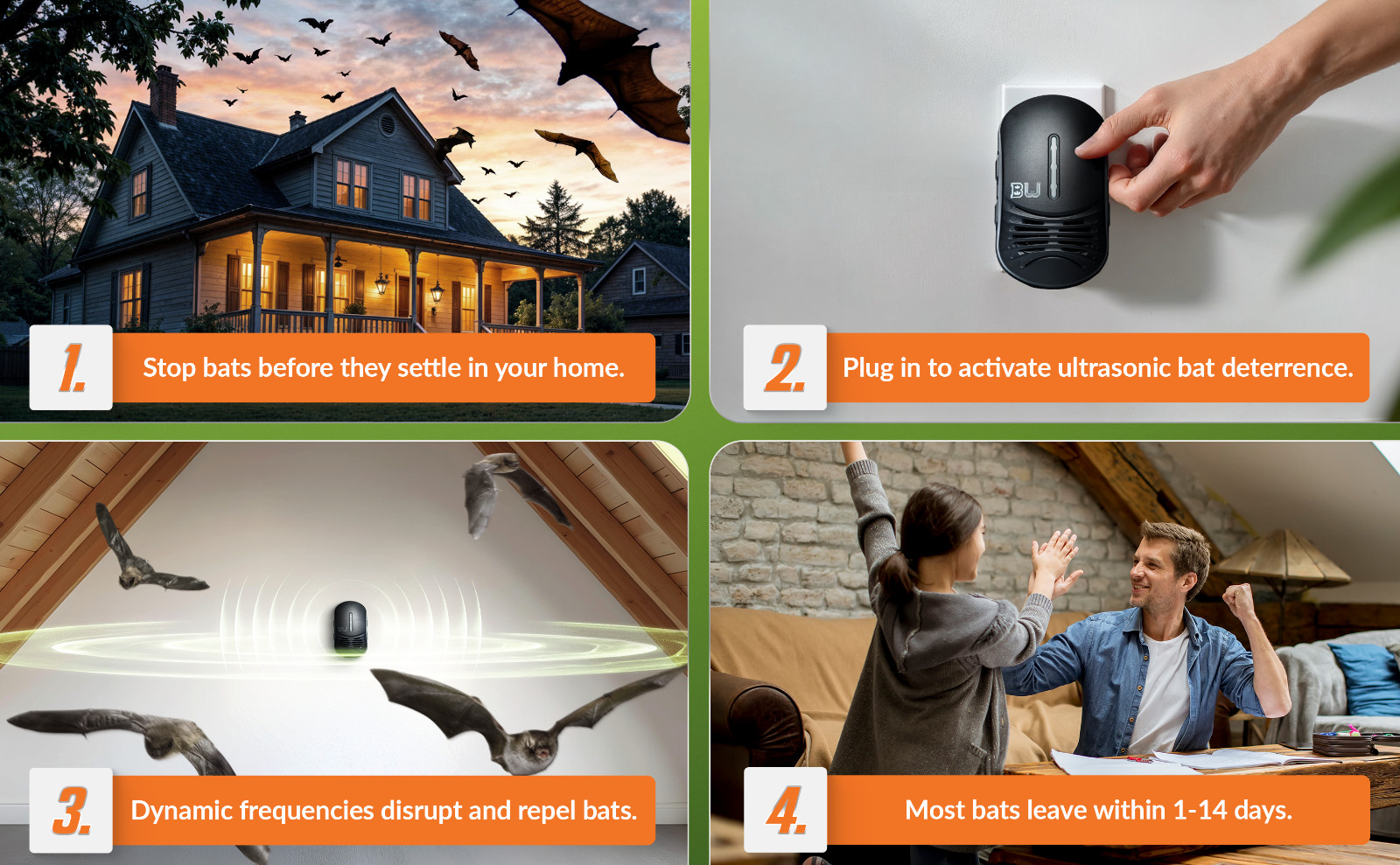 Bat Expulsion Unit – Dynamic Ultrasonic Bat Repellent (Midnight Black)