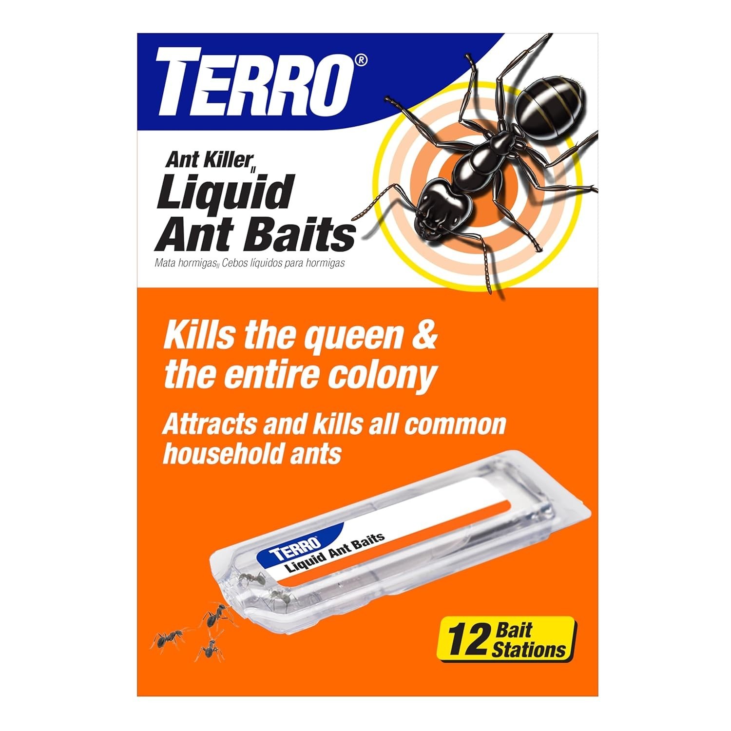 TERRO Ant Killer Bait Stations T300B Liquid Bait Eliminates Ants-12 Station Pack