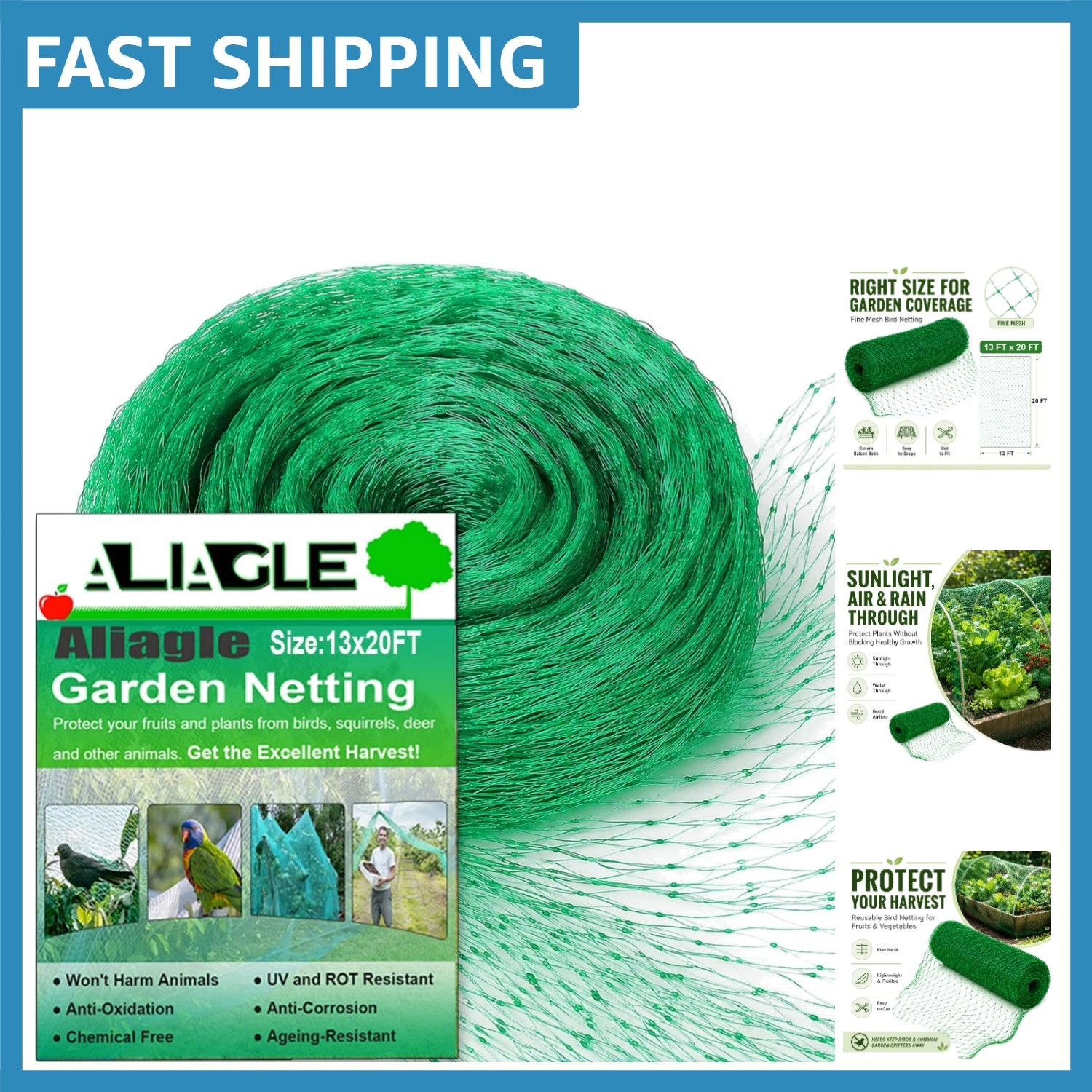 Multi-Purpose 13 x 20 FT Garden Netting for Fruits, Vegetables & Plants