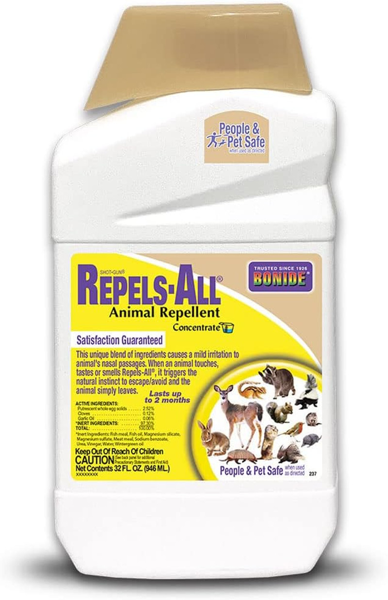 Bonide Repels-All Animal Repellent, 32 Oz Concentrate, Long Lasting Outdoor Gard
