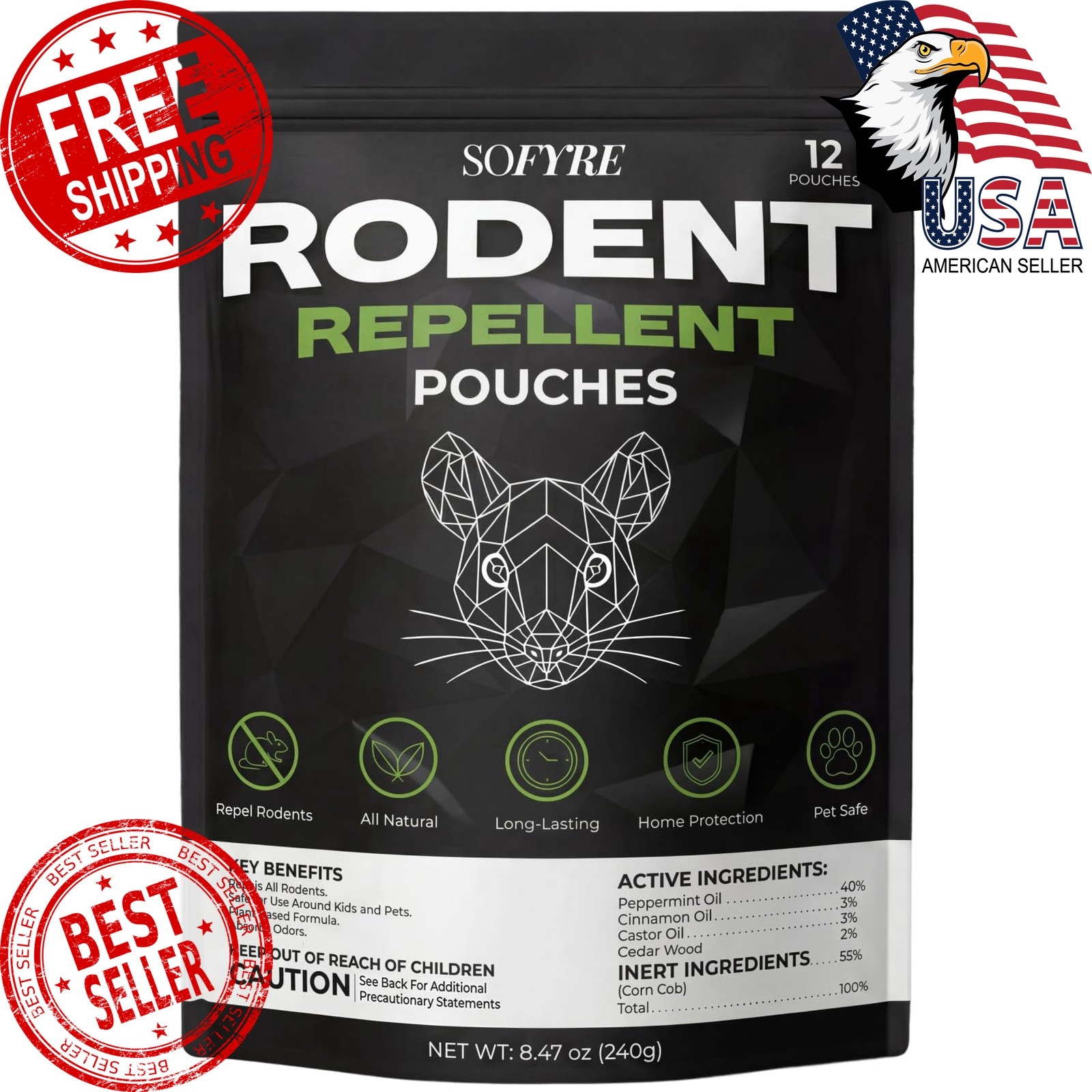 SoFyre Rodent Repellent Pouches 12-Pack