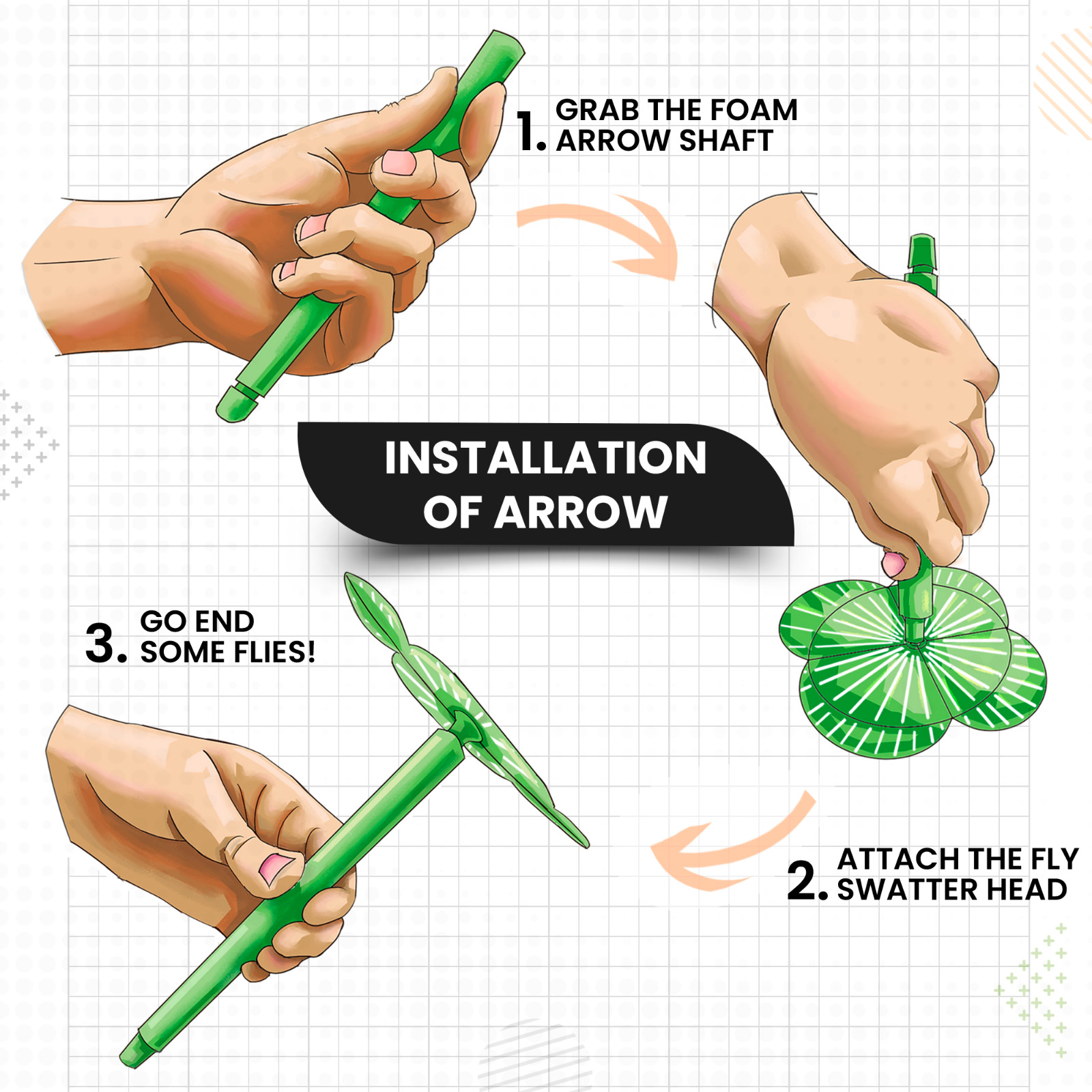 KHAMPA Wooden Crossbow Fly Killer Bug Fly Swatter Arrows Bug Assault Pistol Set