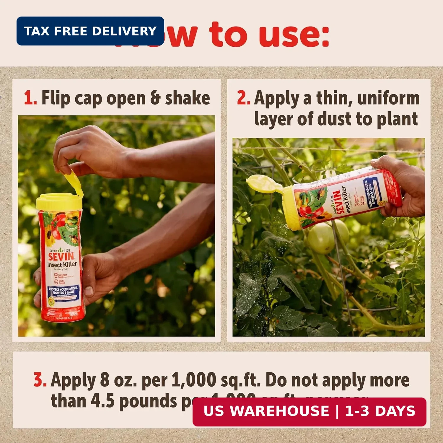 Insect Killer powder Sevin Garden Ready to Use Dust, 1 Pound Can