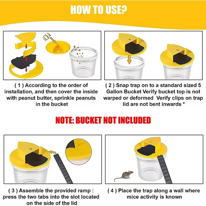 1- 4 Set of Bucket Lid Mouse Rat Trap Bucket Mousetrap Catcher US FAST SHIPPING