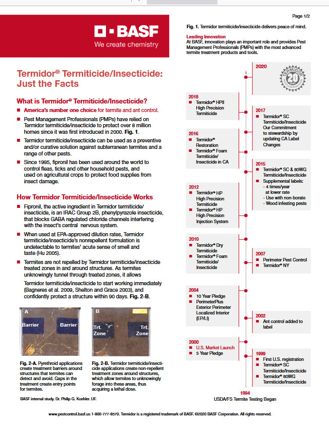 20 oz Termidor SC Termite Ant CONTROL Insectide BASF Termiticide NO Ship to NY