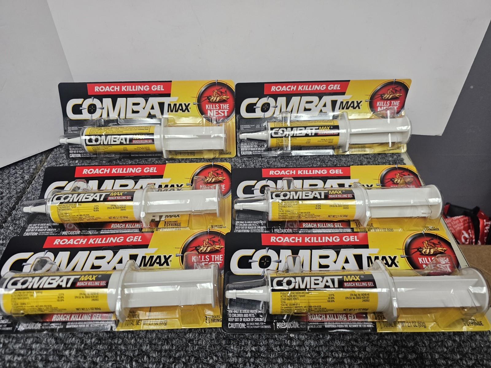 Lot of 6, Combat Max Roach Kill Gel 60g – One 2.1 oz Syringe each