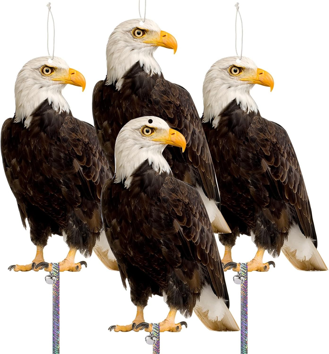 4 Pcs Classic Plastic Owls with Reflective Tape for Outdoor Garden Protection