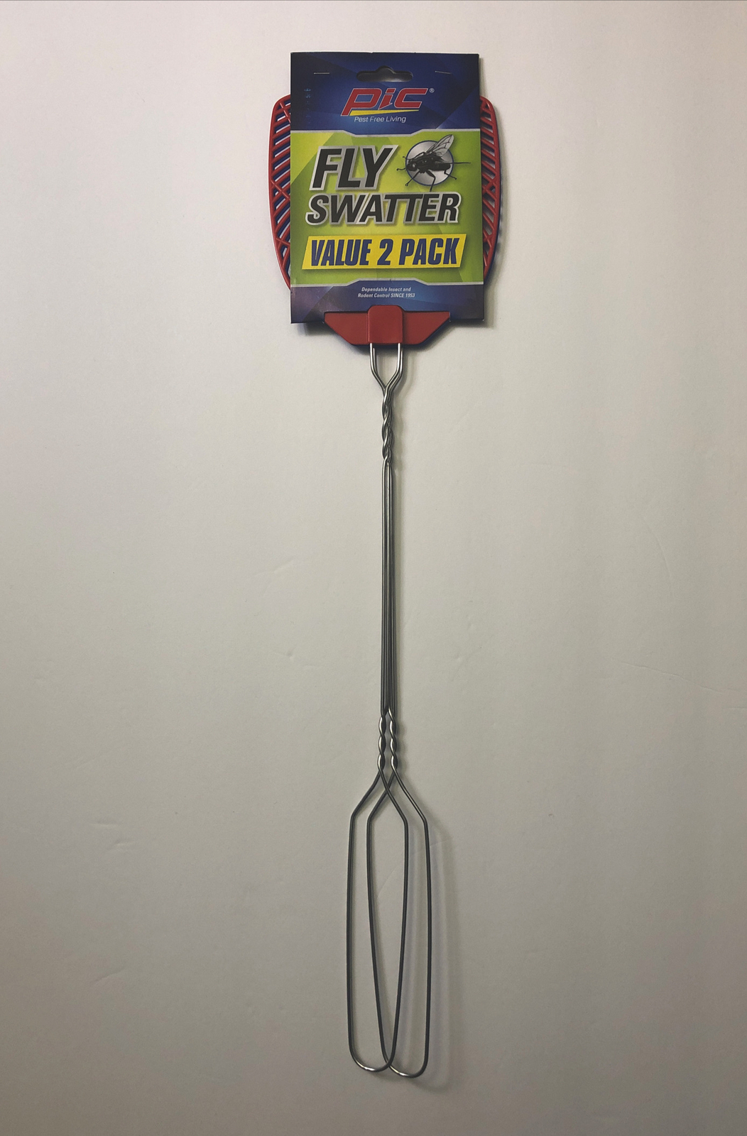 2 PC PIC BRAND 20” LENGTH 5” X 5” FACE WIRE HANDLE FLY SWATTERS 4 ASSORTED COLOR