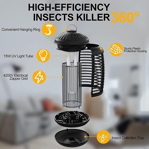 Electric Bug Zapper Mosquito Killer 4200V UV Light Fly Trap Indoor Outdoor US