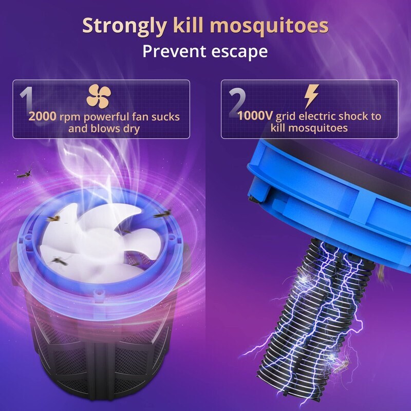 POWIFY Mosquito Trap Outdoor, Bug Zapper with Fluorescent UV Light