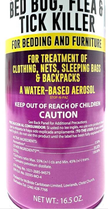 BOP Bed Bug Flea & Tick Killer Aerosol Spray for Bedding & Furniture 16.5 oz