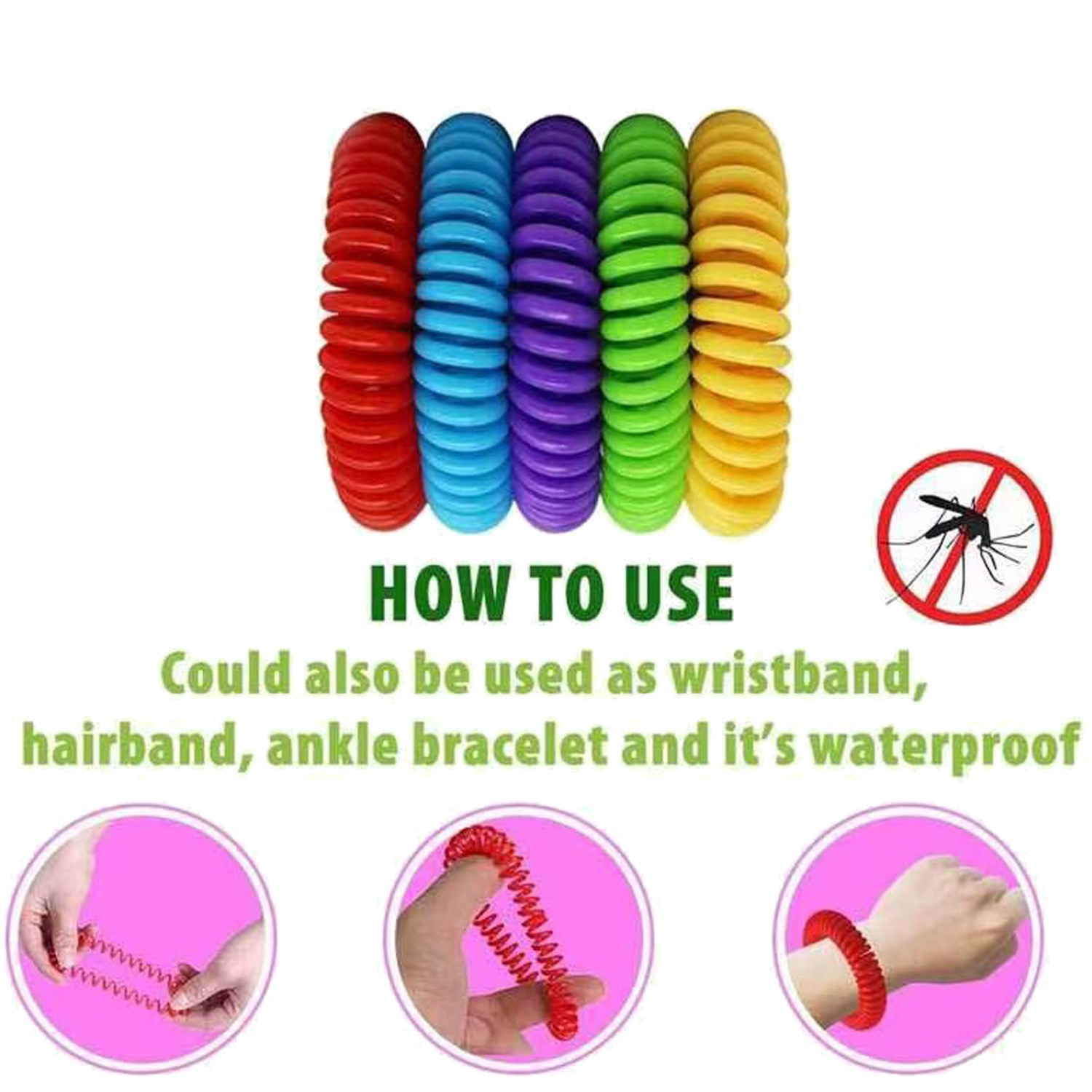 30Pack Anti Bug Insect Pest Repellent Bracelet Wrist Band Natural Protection