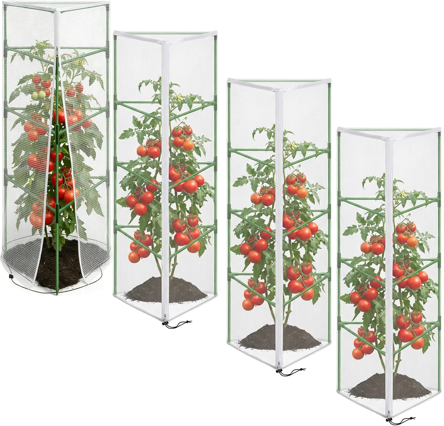 4 Pcs Garden Bird Netting for Triangle Plant Cage, 59″ X 20″ X 20″ Tomato Cage G