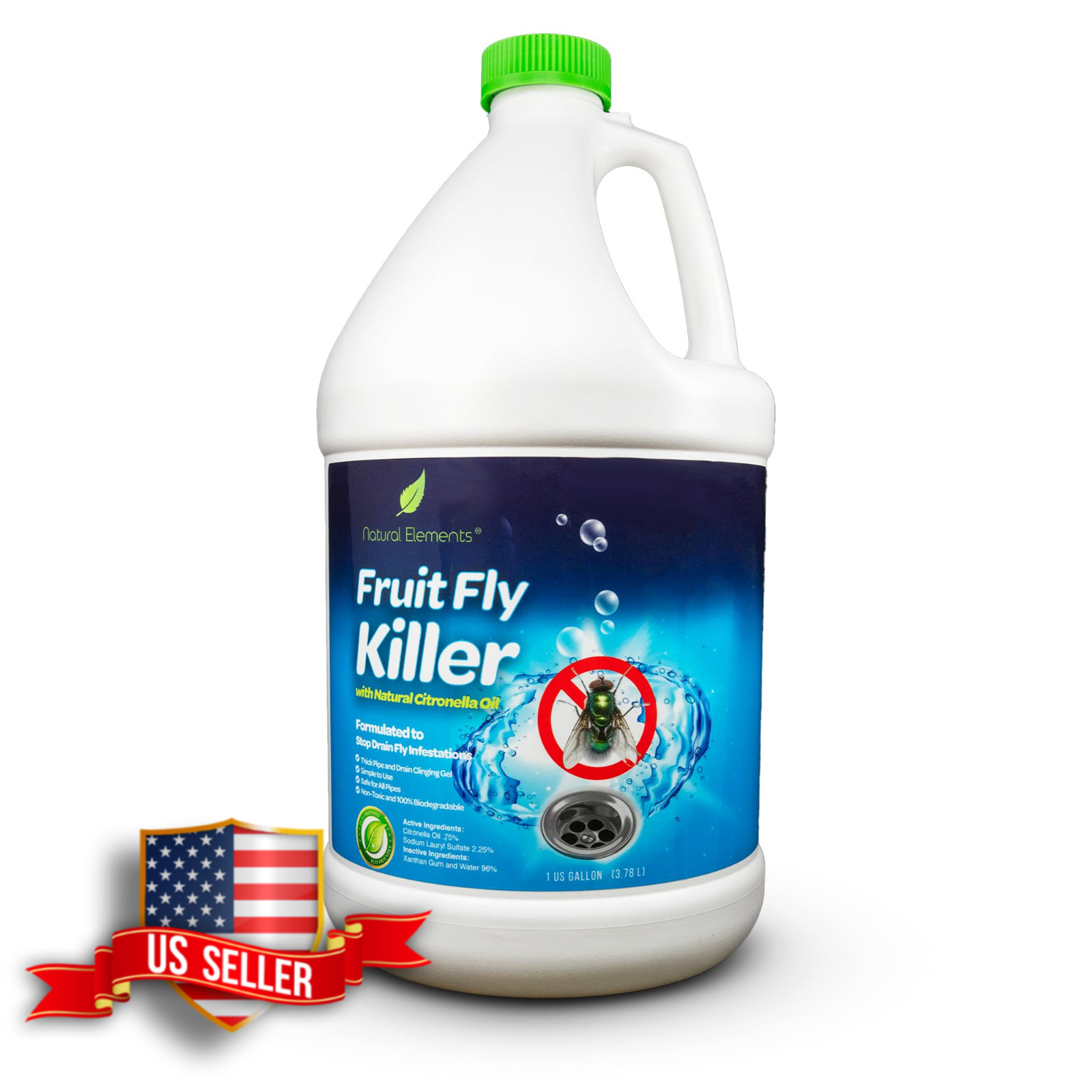 Natural Elements Fruit Fly Killer Gel for Drain Flies Gnats Flying Ants 1 Gallon