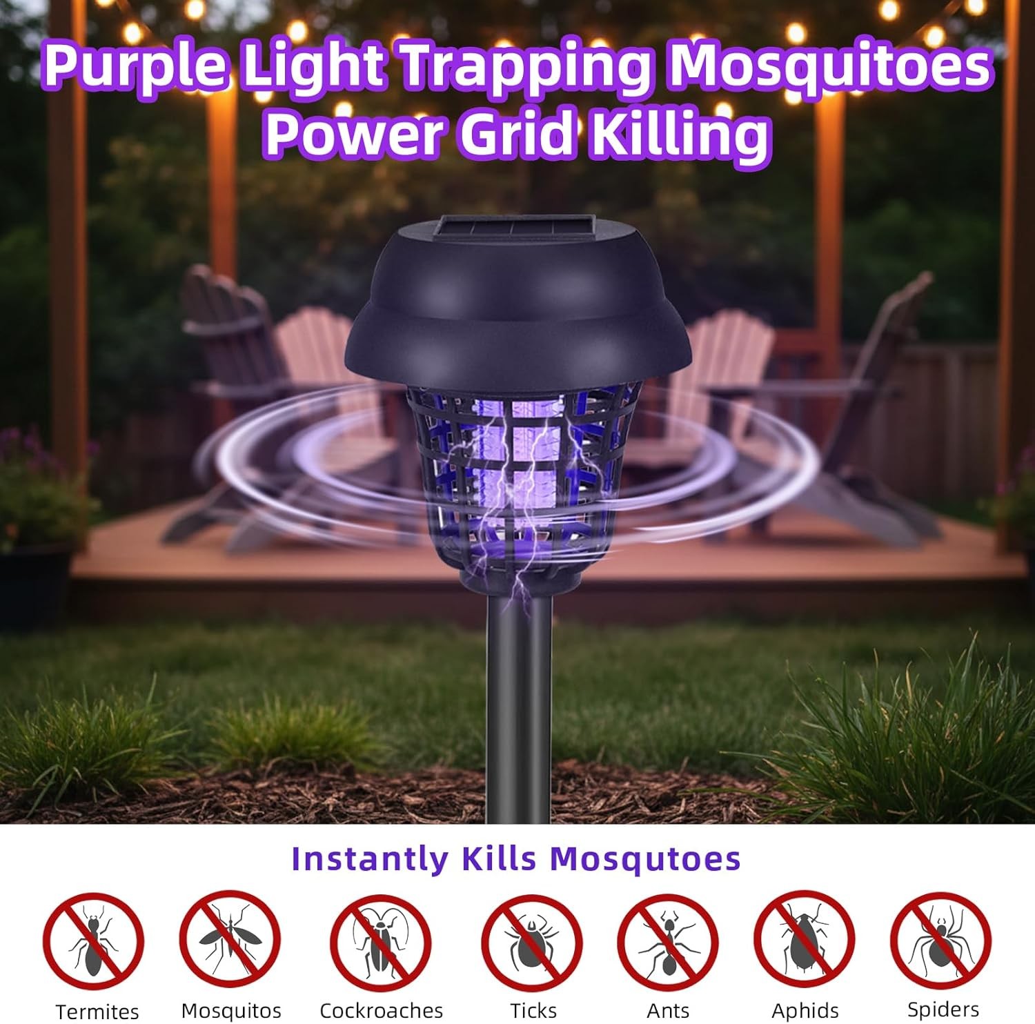 4Pack Solar Bug Zapper Outdoor Waterproof Mosquito Repellent Patio Trap & Killer